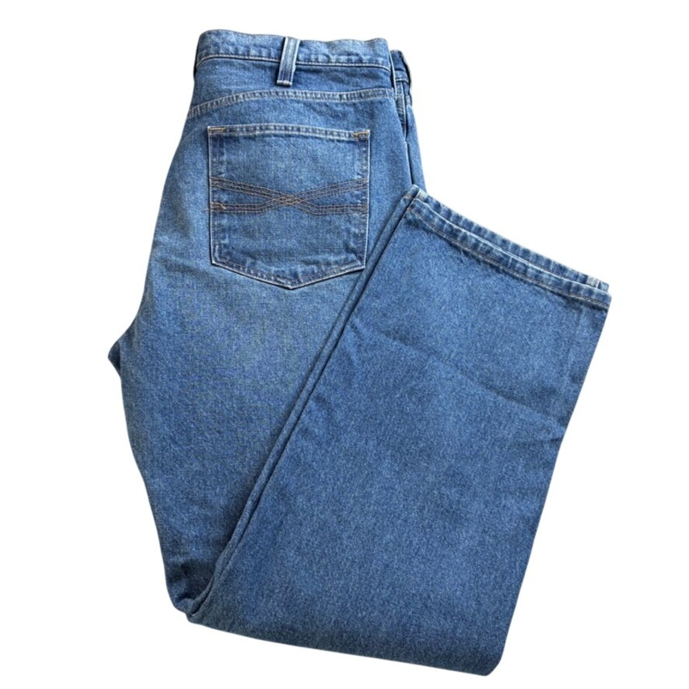 Blue Ranchwear Mens Straight Leg Denim Jeans Medium Wash 36W x 30L 100% Cotton